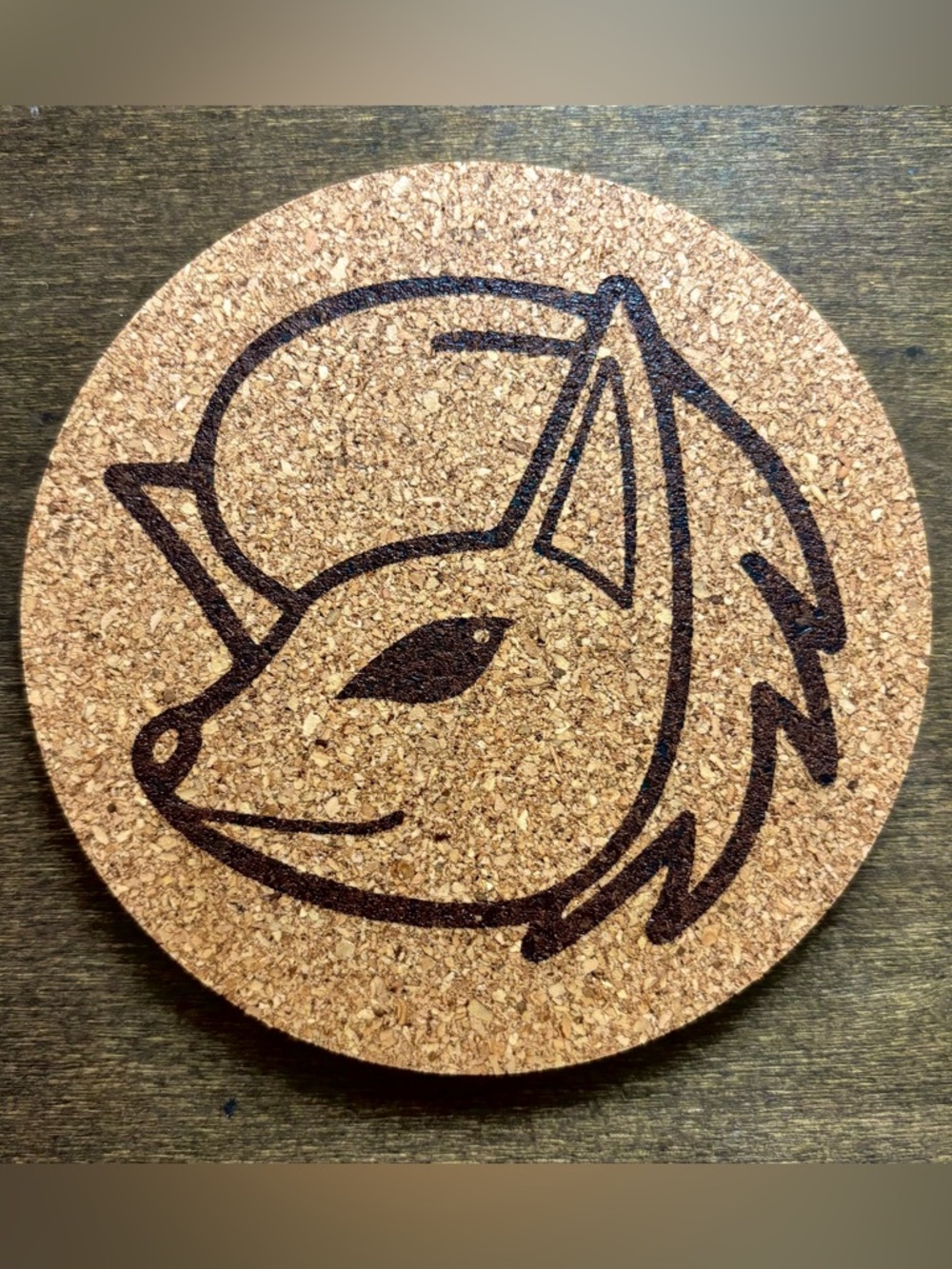 Pokemon Ninetales Face Laser Engraved Cork Coaster